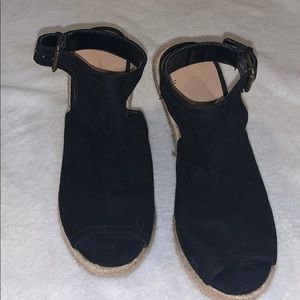 Peep toe espadrille wedges